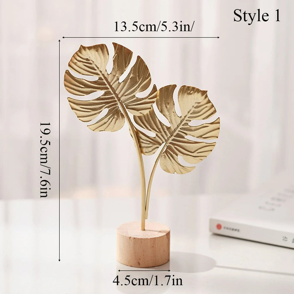 Nordic Gold Ginkgo Leaf Sculpture – Luxury Home & Office Décor