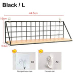 No-Drill Wall-Mounted Wooden Shelf – Hanging Storage & Decorative Rack for Living Room & Bedroom