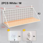 No-Drill Wall-Mounted Wooden Shelf – Hanging Storage & Decorative Rack for Living Room & Bedroom