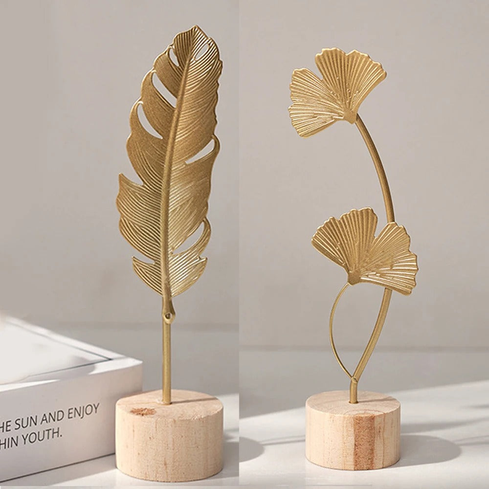 Nordic Gold Ginkgo Leaf Sculpture – Luxury Home & Office Décor