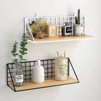 No-Drill Wall-Mounted Wooden Shelf – Hanging Storage & Decorative Rack for Living Room & Bedroom
