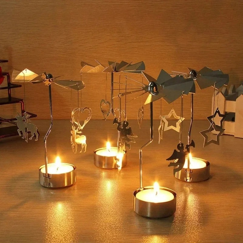 Metal Hot Rotating Candle Holder – Christmas, Dinner, Wedding Table Decor & Gift