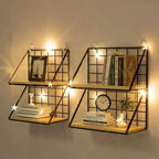 No-Drill Wall-Mounted Wooden Shelf – Hanging Storage & Decorative Rack for Living Room & Bedroom