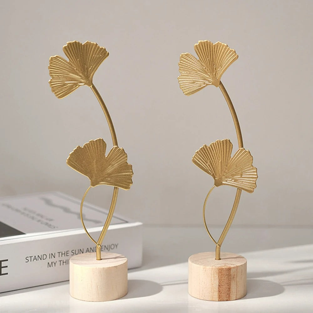 Nordic Gold Ginkgo Leaf Sculpture – Luxury Home & Office Décor