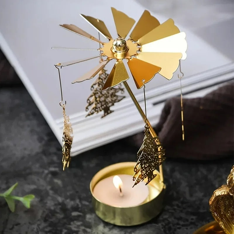 Metal Hot Rotating Candle Holder – Christmas, Dinner, Wedding Table Decor & Gift