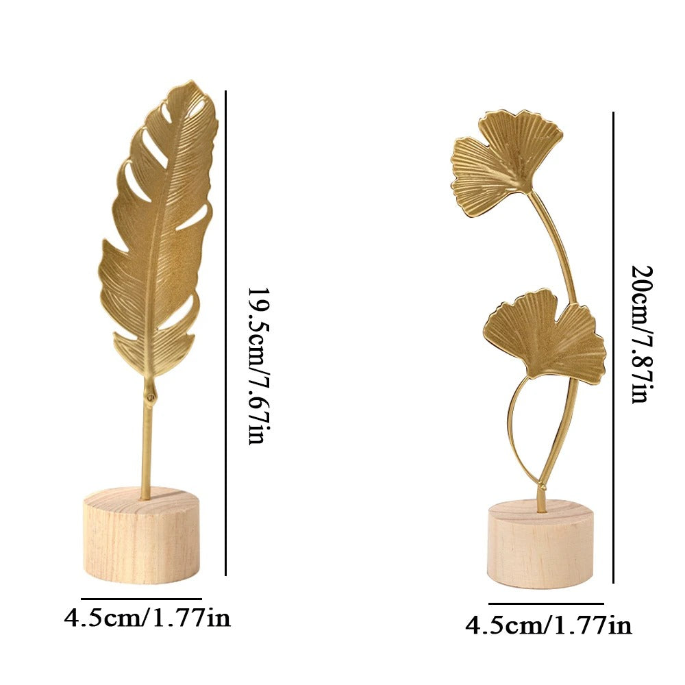 Nordic Gold Ginkgo Leaf Sculpture – Luxury Home & Office Décor
