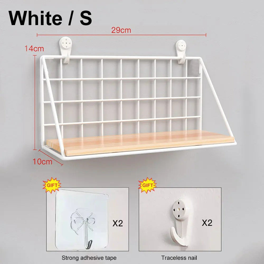 No-Drill Wall-Mounted Wooden Shelf – Hanging Storage & Decorative Rack for Living Room & Bedroom